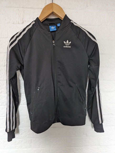 Adidas Originals Full Zip Track Top - Size 6 - Black & White - P2P 17" - Picture 5 of 8